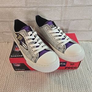 Foco NFL Baltimore Ravens Glitter Low-top Canvas Sneaker Shoes Women's Size 10